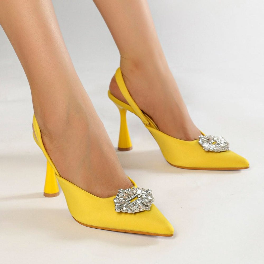 NeHigh-heeled Pointed Toe Rhinestone Buckle Shoes Newgew