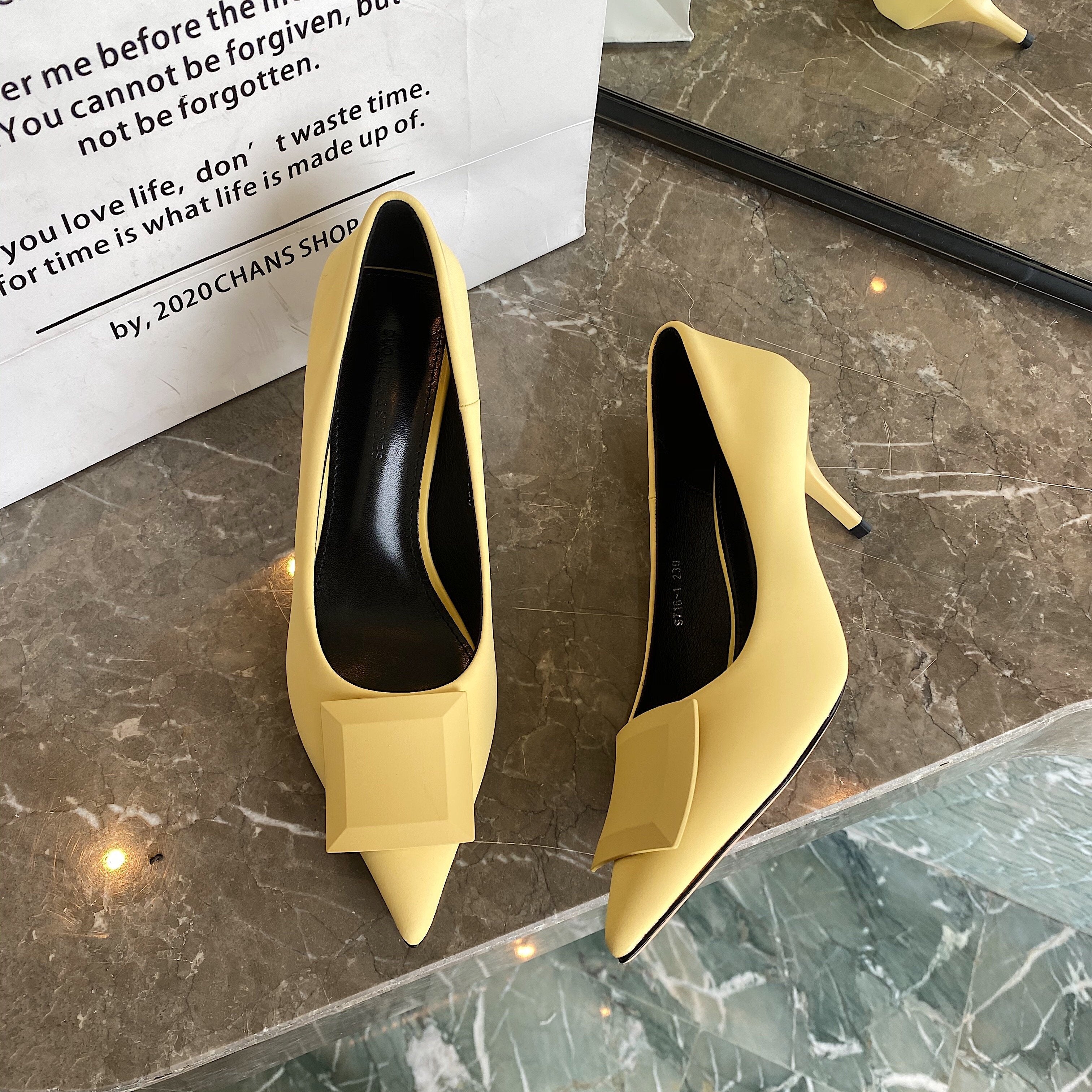 Square Decorated Pointed Stilettos Heels Newgew