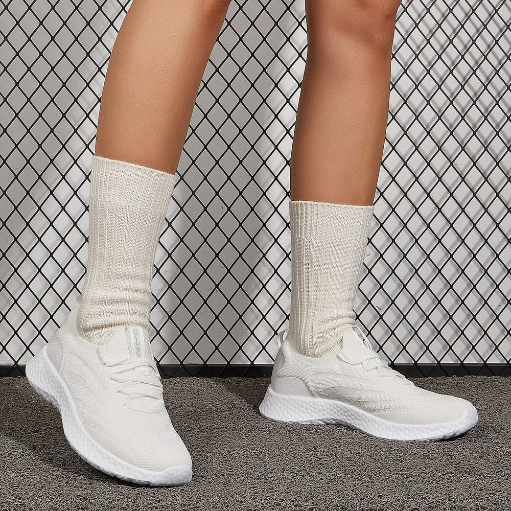 Minimalist Lace-up Front Knit Running Shoes Newgew