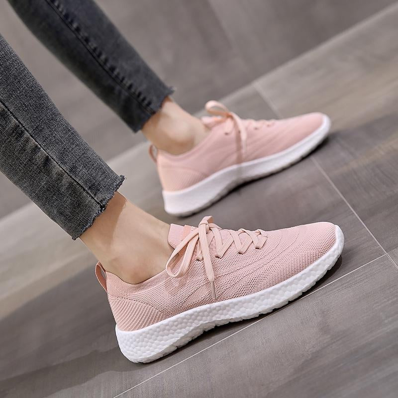 Minimalist Lace-up Front Knit Running Shoes Newgew