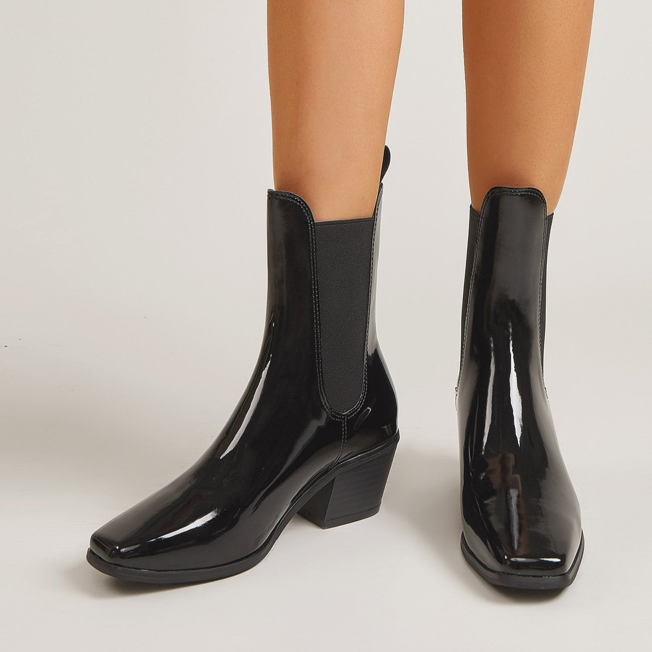 Chunky Heel Square Toe Short Boots Newgew