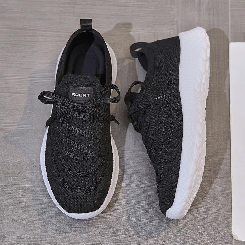Minimalist Lace-up Front Knit Running Shoes Newgew
