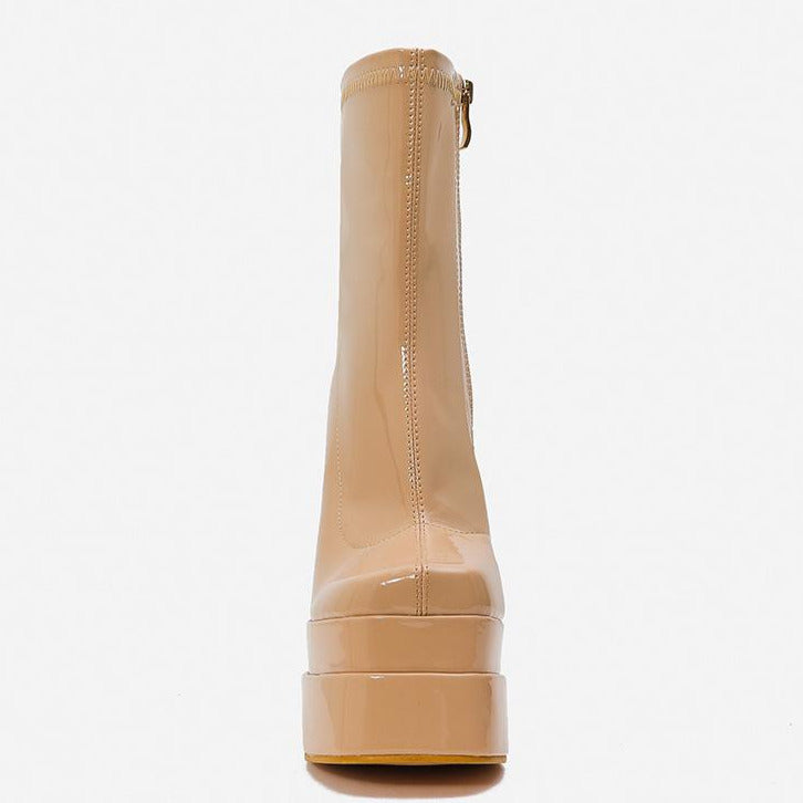 High Waterproof Platform Thick Heeled Side Zip Boots Newgew