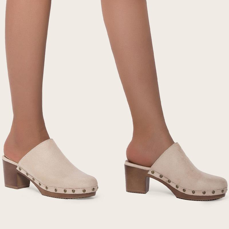 Chunky Heeled Mule Clogs Pumps Newgew