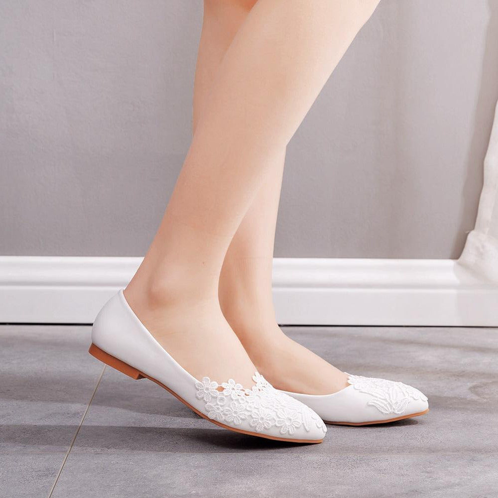 Lace Pointed Toe Flats Newgew