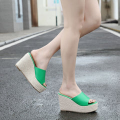 Slope Heeled Thick-soled Hemp Rope Sandals Newgew