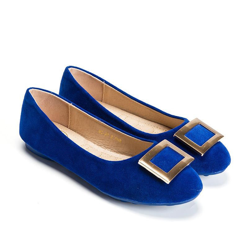 Buckle Decor Suede Ballet Flats Newgew