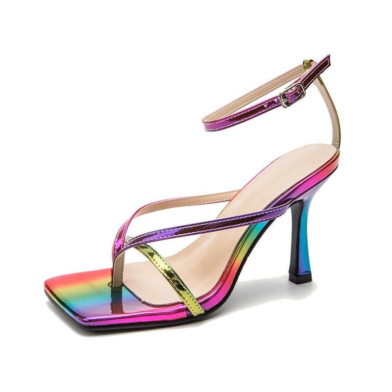 Buckle Detail Stiletto Heeled Ankle Strap Sandals Newgew