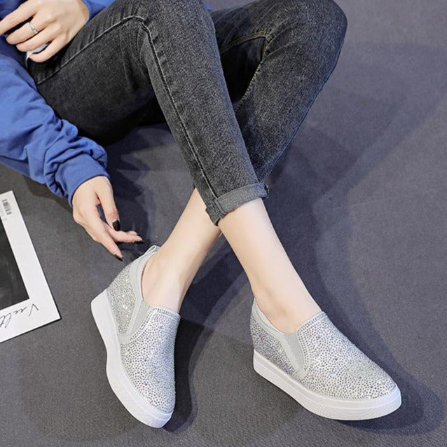 Rhinestone Wedge Sneakers Newgew