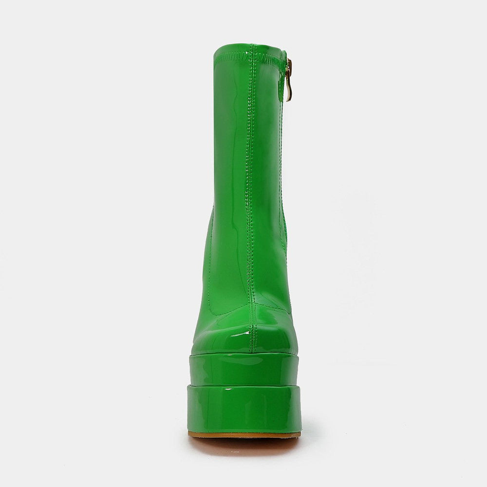 High Waterproof Platform Thick Heeled Side Zip Boots Newgew