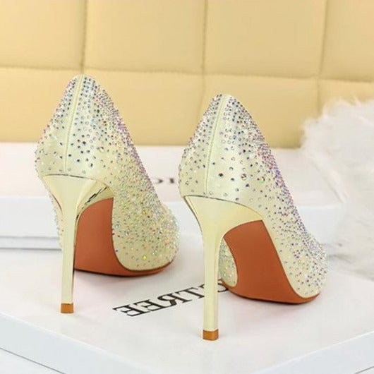 Rhinestone Decor Glitter Stiletto Heeled Court Pumps Newgew