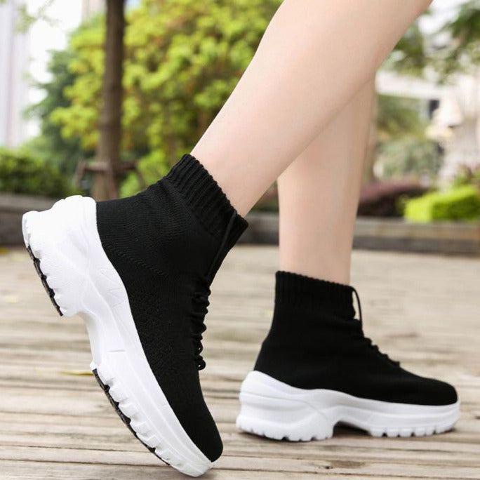 Front Lace-up Fly Knit Sneakers Newgew
