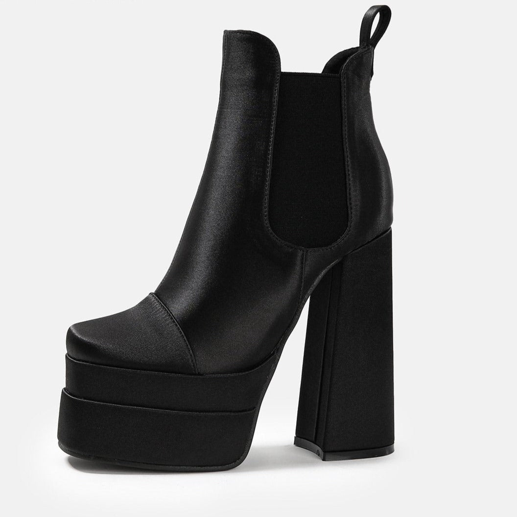 Chunky High Heel Platform Zipper Chelsea Boots Platform Chunky Heeled Ankle Boots Newgew