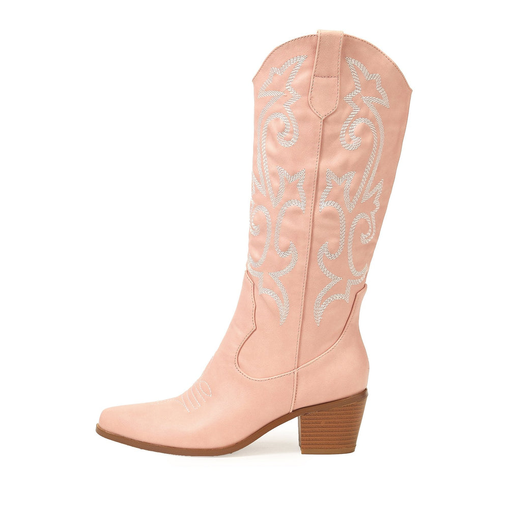 Vintage Chunky Heeled Embroidered Western Boots Newgew