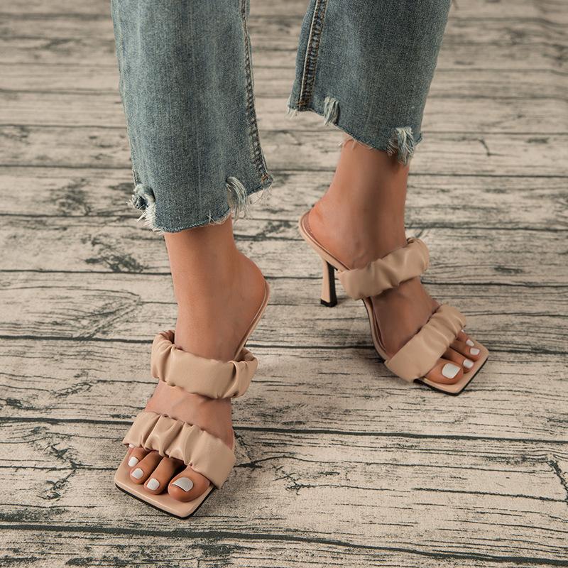 Ruched Detail Heeled Sandals Newgew
