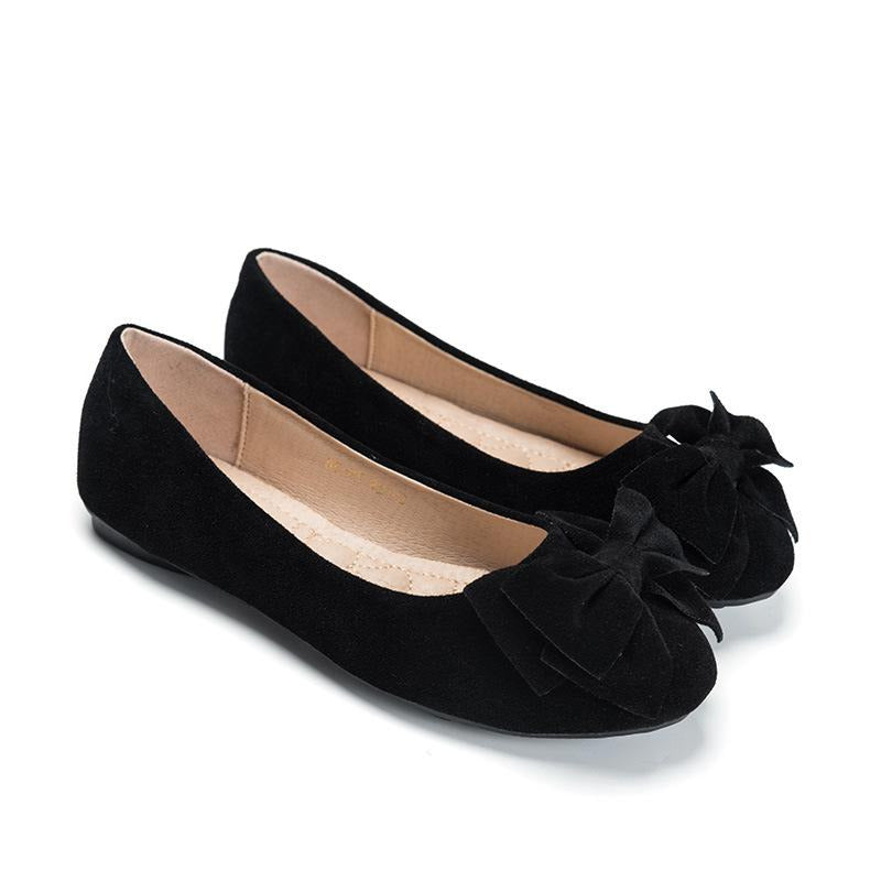 Bow Decor Suede Ballet Flats Newgew