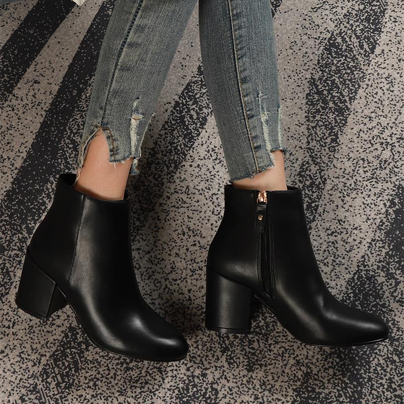 Minimalist Side Zipper Basic Short Boots Newgew