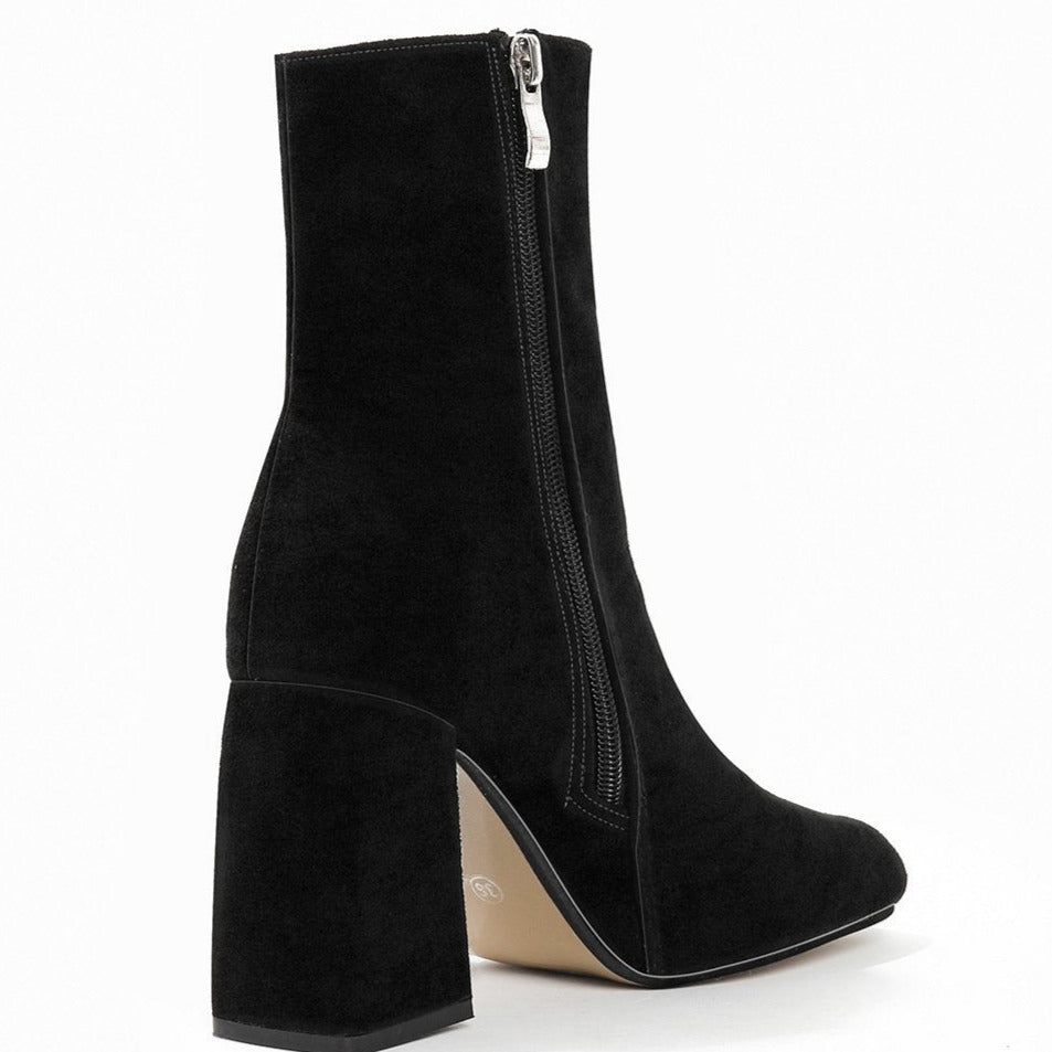 Faux Suede Zip Side Chunky Short Boots Newgew