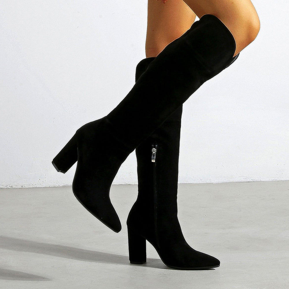 Chunky Heeled Suede Tall Tube Newgew