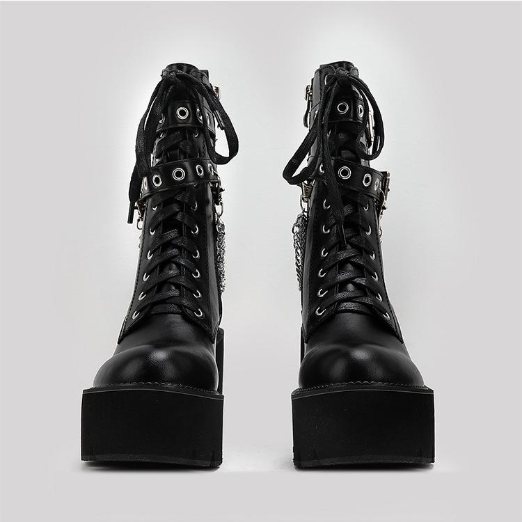 Mid-calf Chunky Heeled Thick-Soled Belt Buckle Martin Boots Newgew