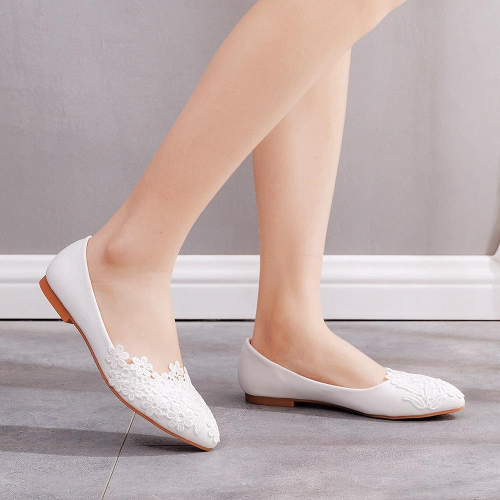 Lace Pointed Toe Flats Newgew