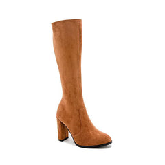 Chunky High heeled Retro Side Zip Over Knees Boots Newgew