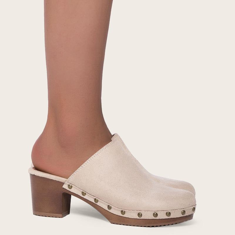 Chunky Heeled Mule Clogs Pumps Newgew