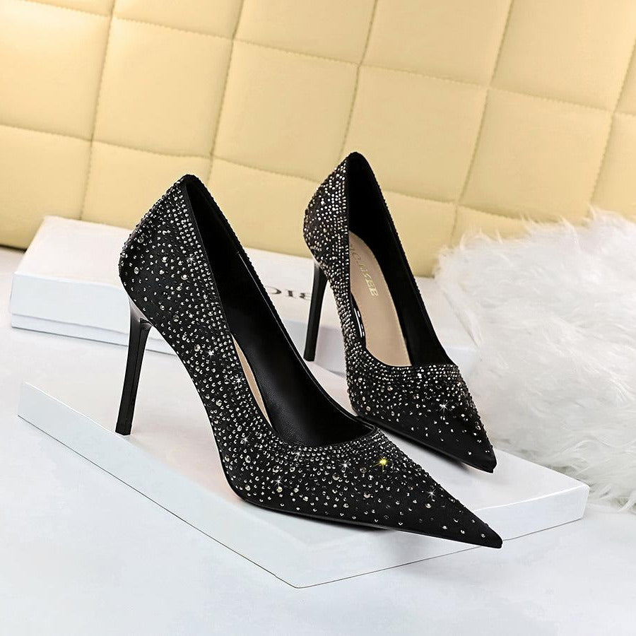Rhinestone Decor Glitter Stiletto Heeled Court Pumps Newgew