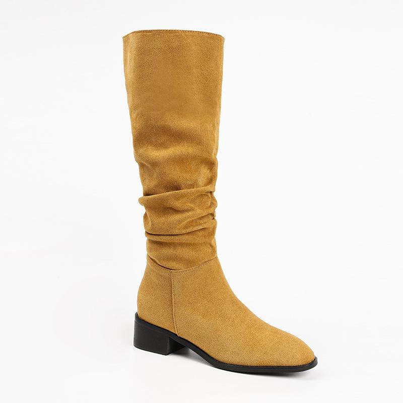 Faux Suede Slip On Western Boots Newgew