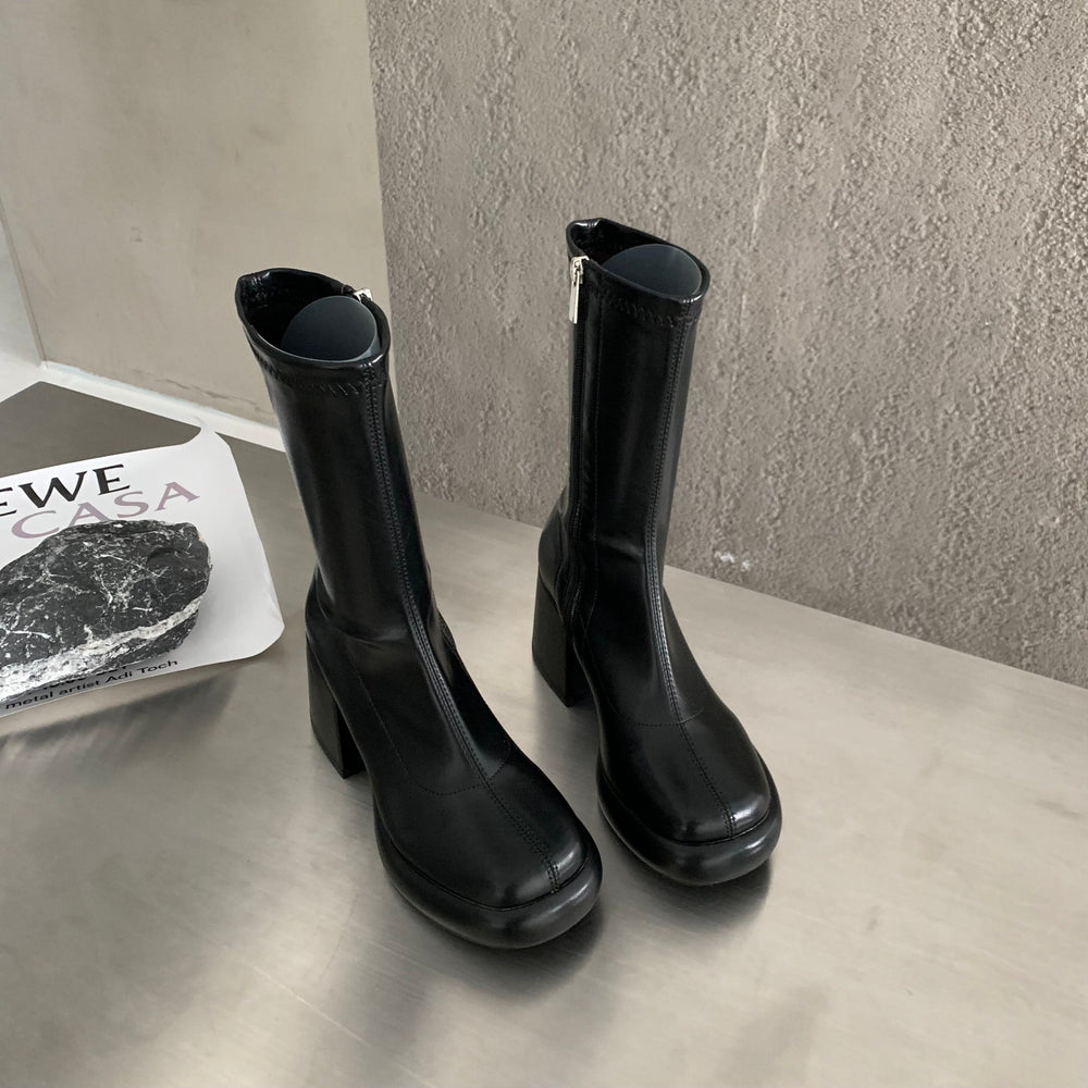 Colorful Thick Heeled Platform Side Zipper Boots Newgew