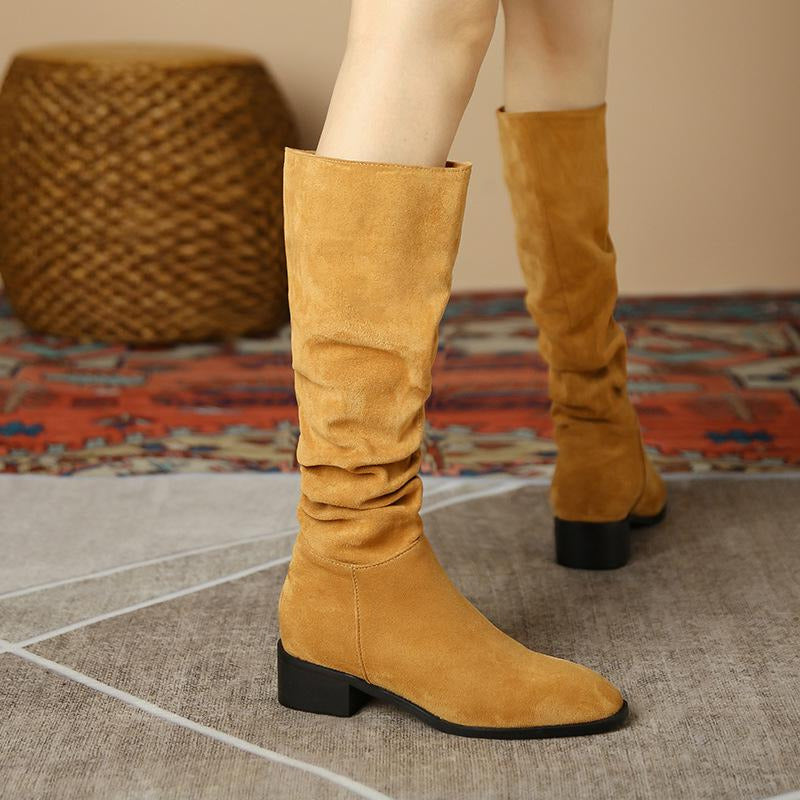 Faux Suede Slip On Western Boots Newgew