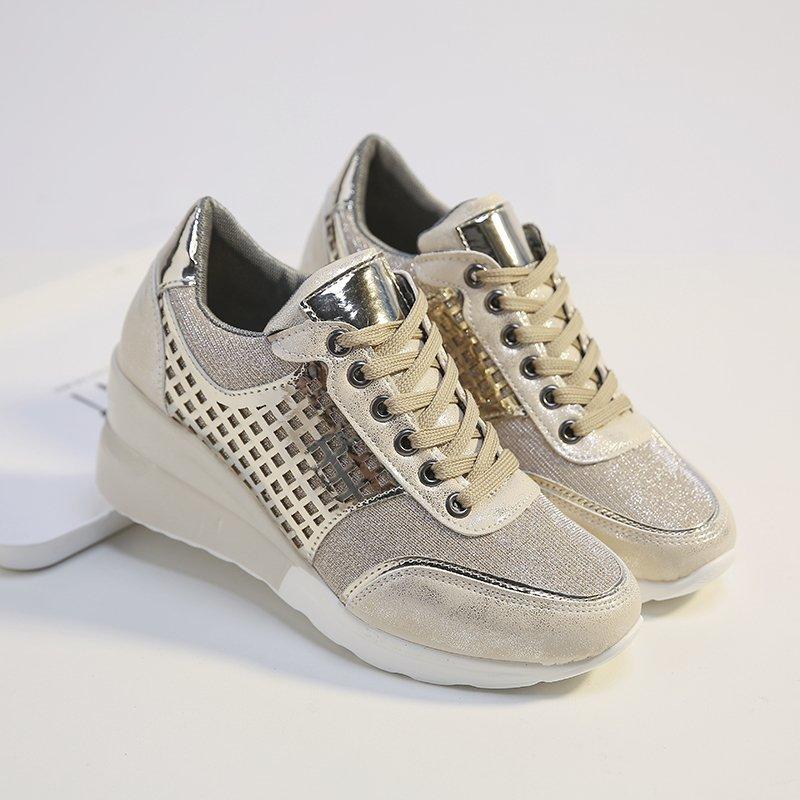 Sequin Cutout Wedge Heel Sneakers Newgew