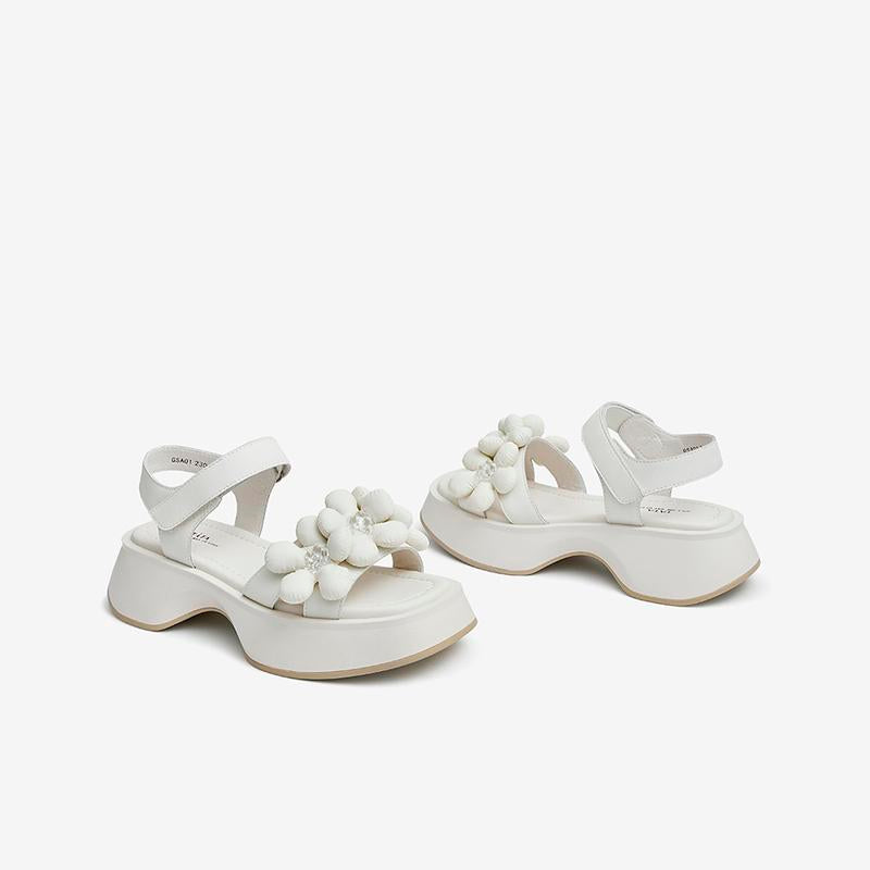 Flower Decor Wedge Sandals Newgew