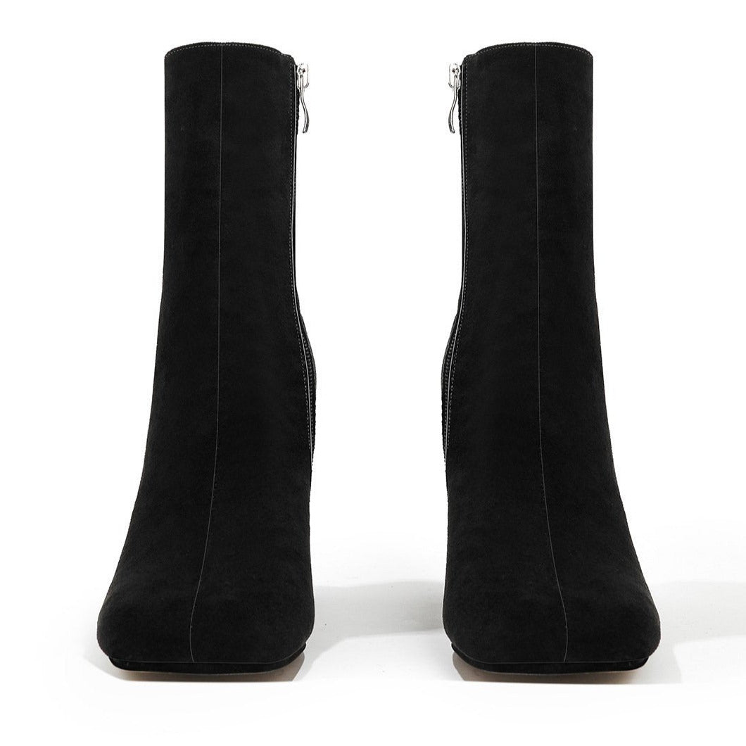 Faux Suede Zip Side Chunky Short Boots Newgew