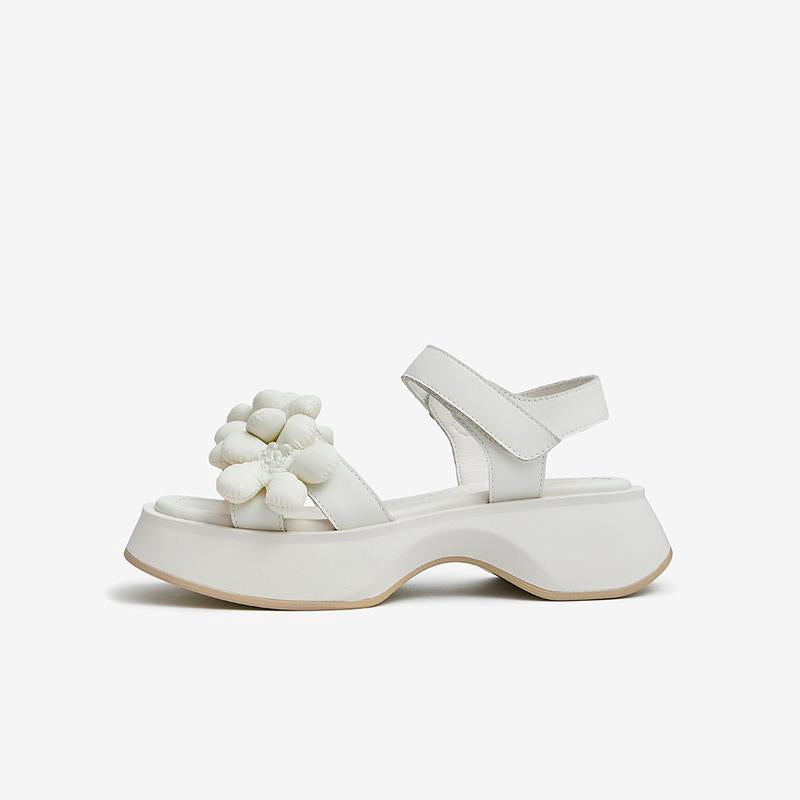 Flower Decor Wedge Sandals Newgew