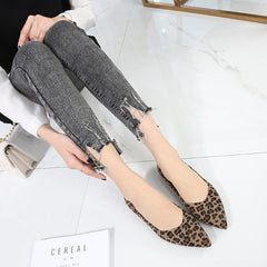 Suede Leopard  Point Toe Flats Newgew