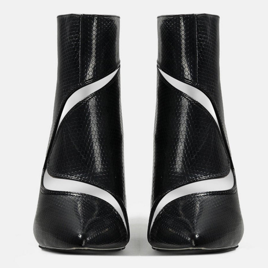Pointed Toe Back Zipper Fine High Heeled Ankle Boots Newgew