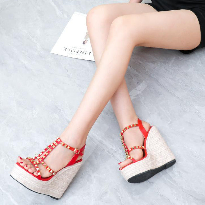 Studded Wedge Sandals Newgew