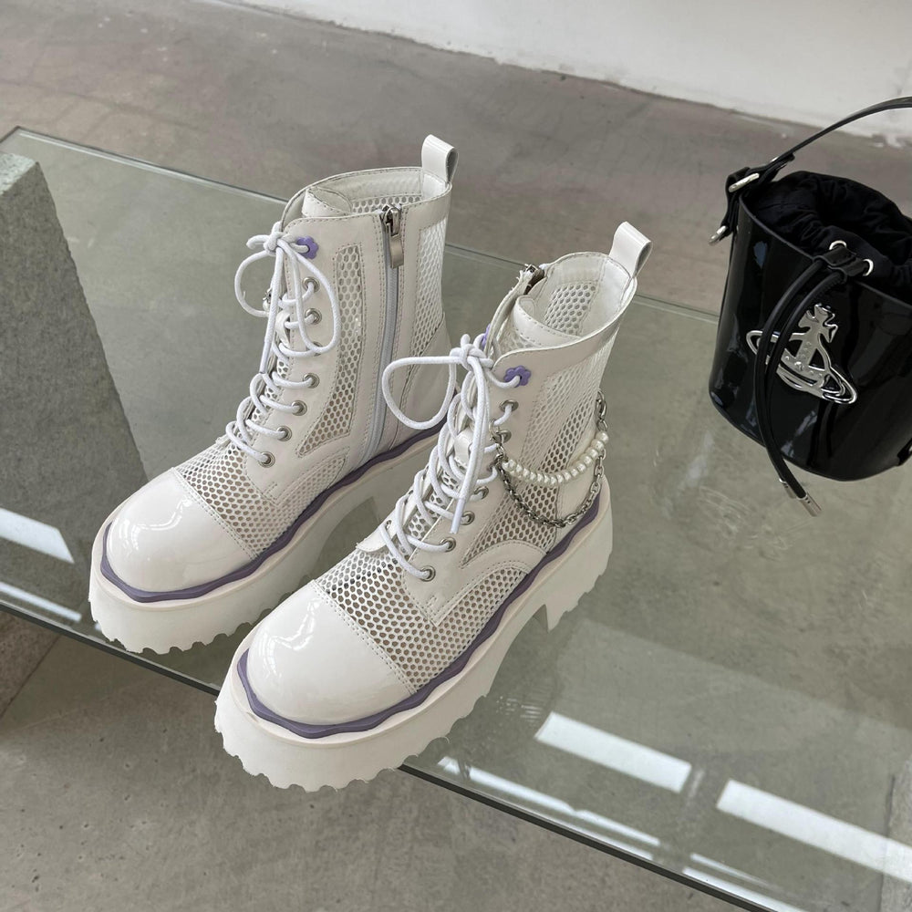 Pearl Chain Thick-Soled Boots Newgew