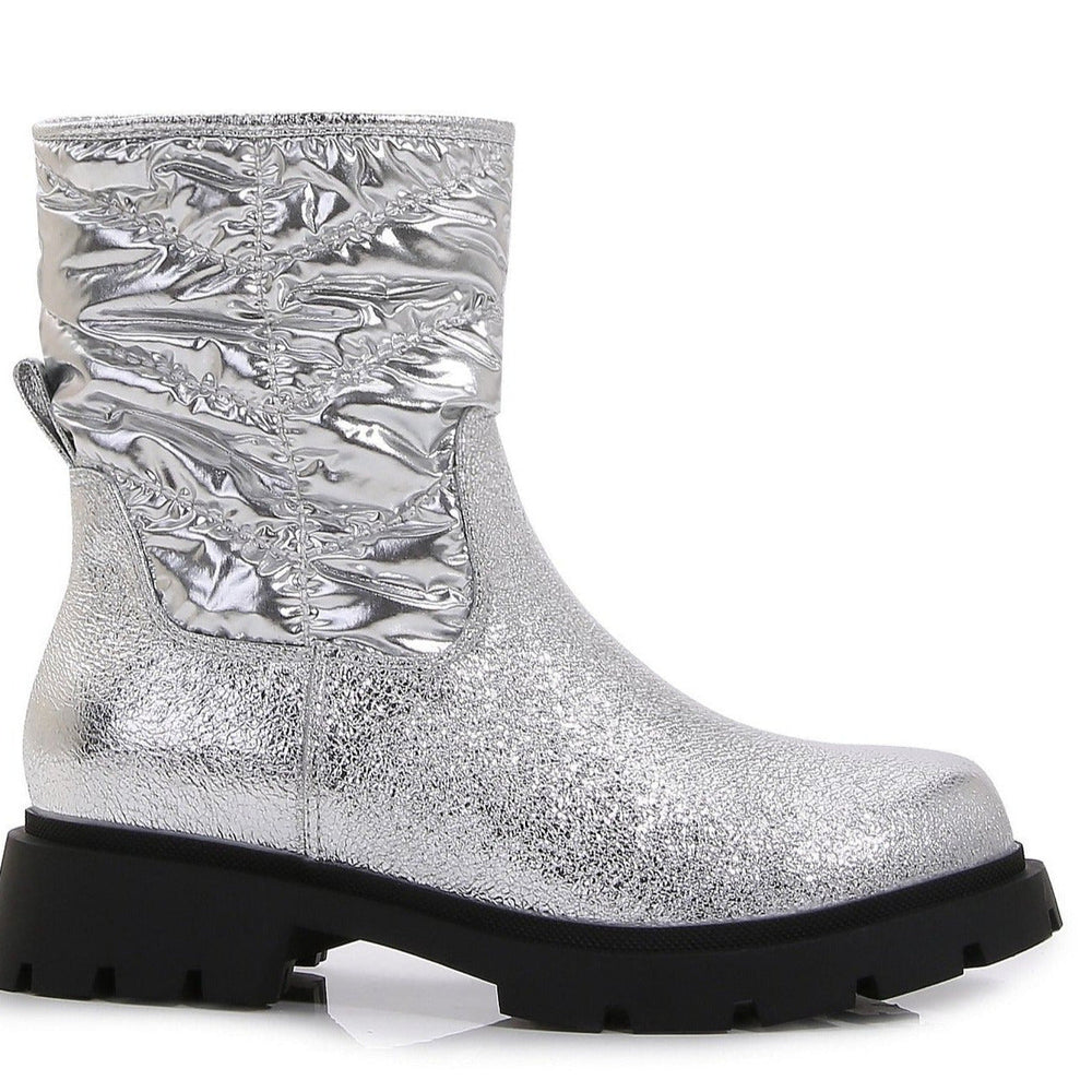 Silver Platform Chunky Boots Newgew