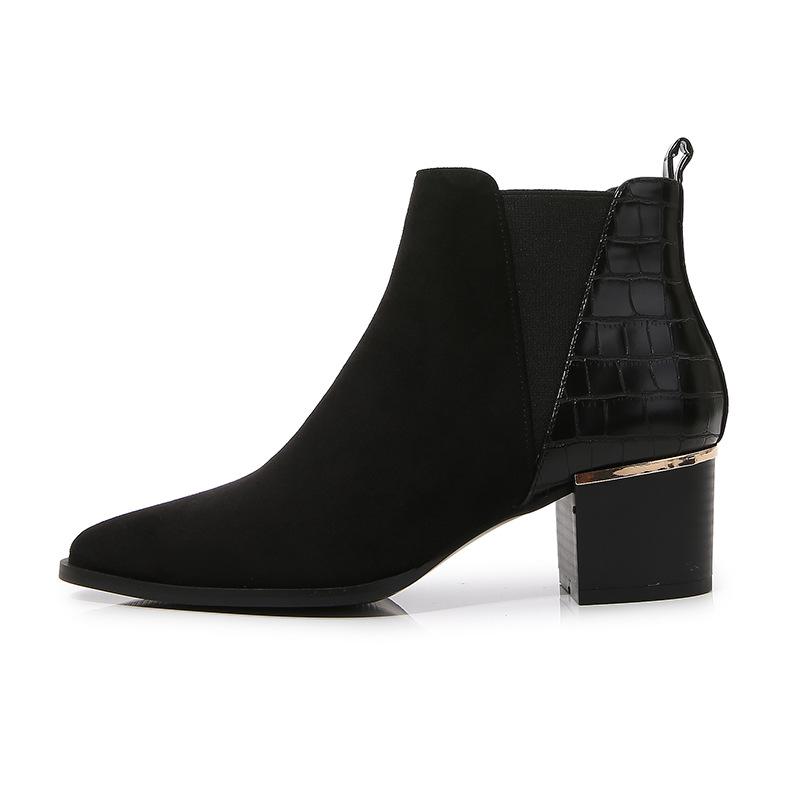 Pointed Toe Heel Chelsea Ankle Boots Chelsea Chunky Low-heel Boots Newgew