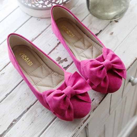 Bow Decor Suede Ballet Flats Newgew