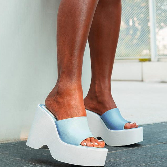 Minimalist Wedge Slide Sandals Newgew