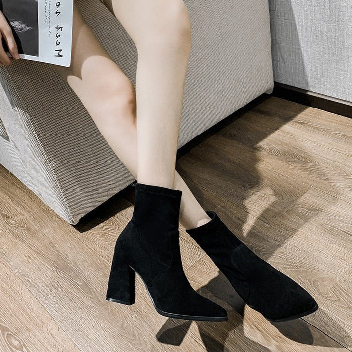 Pointed Toe Suede Short Boots Newgew
