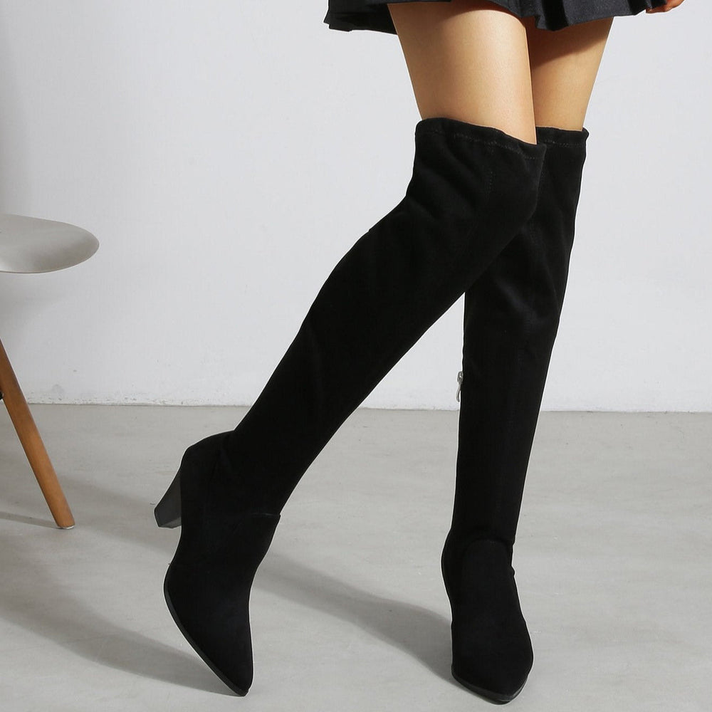 Over The Knee Tie Back Chunky Boots Newgew