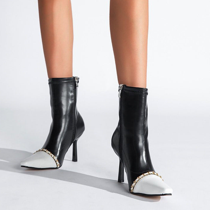 High Heeled Side Zipper Short Boots Newgew