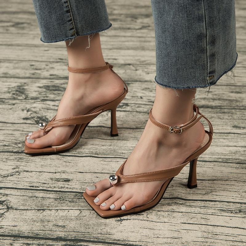 Buckle Detail Stiletto Heeled Ankle Strap Sandals Newgew