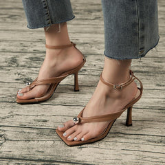 Buckle Detail Stiletto Heeled Ankle Strap Sandals Newgew