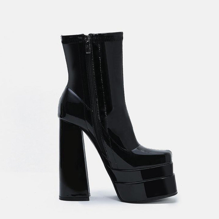 High Waterproof Platform Thick Heeled Side Zip Boots Newgew