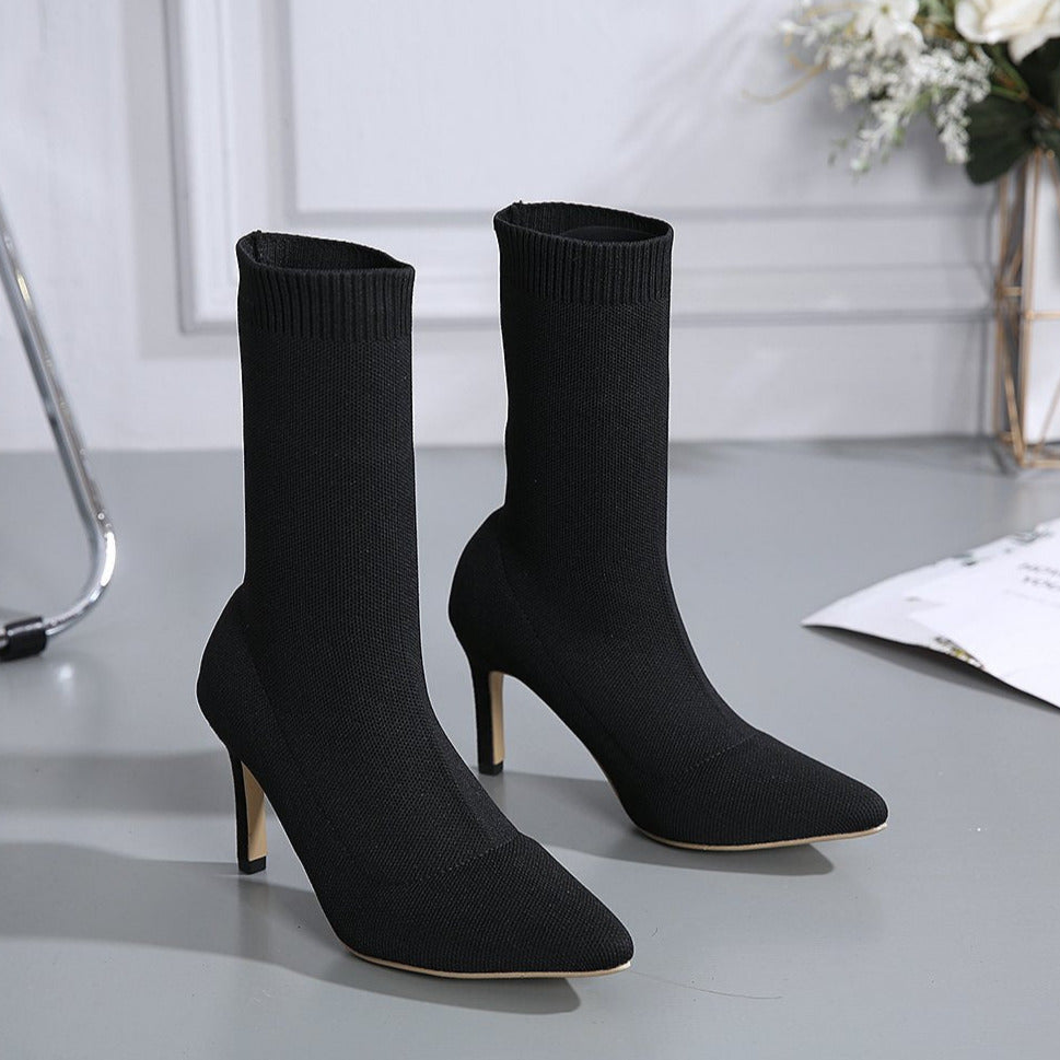 Fashionable Pointed Toe Stiletto Sock Boots Newgew